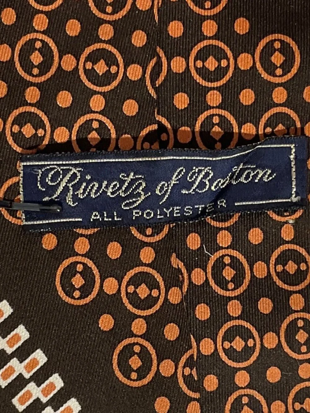 Rivetz of Boston 70s Style Brown Mens Tie